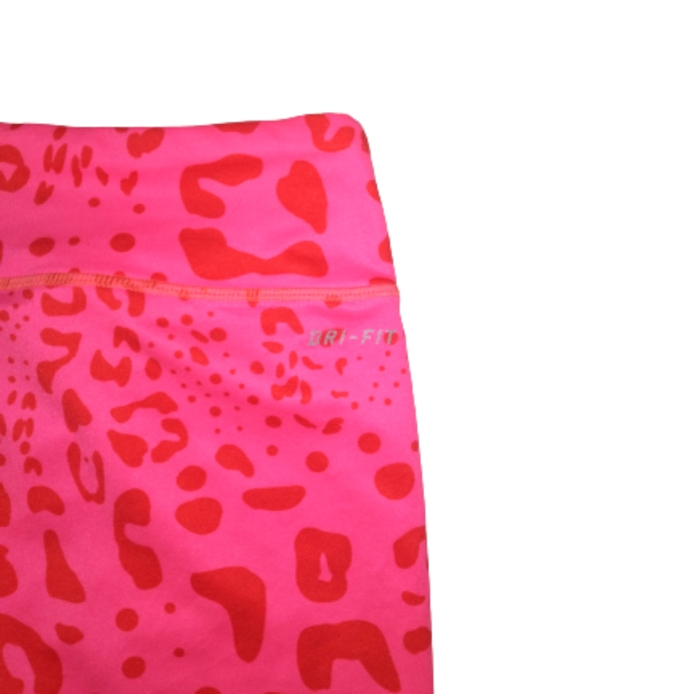 Nike Dri Fit Pink Cheetah Print/Leopard Print Leggings Capri Length Size Medium - Picture 6 of 7